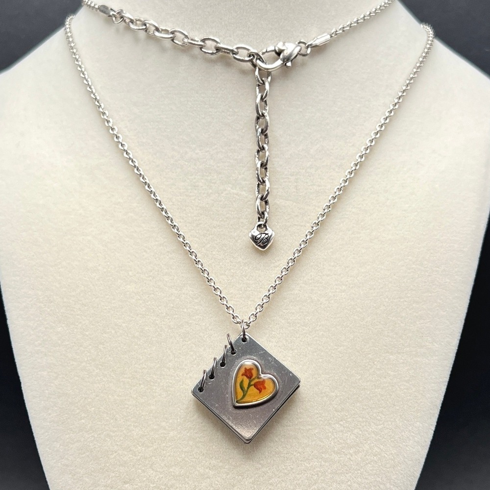 Brighton Picadilly Heart Necklace Silver Plated Rumi Quote Notebook Long 35"